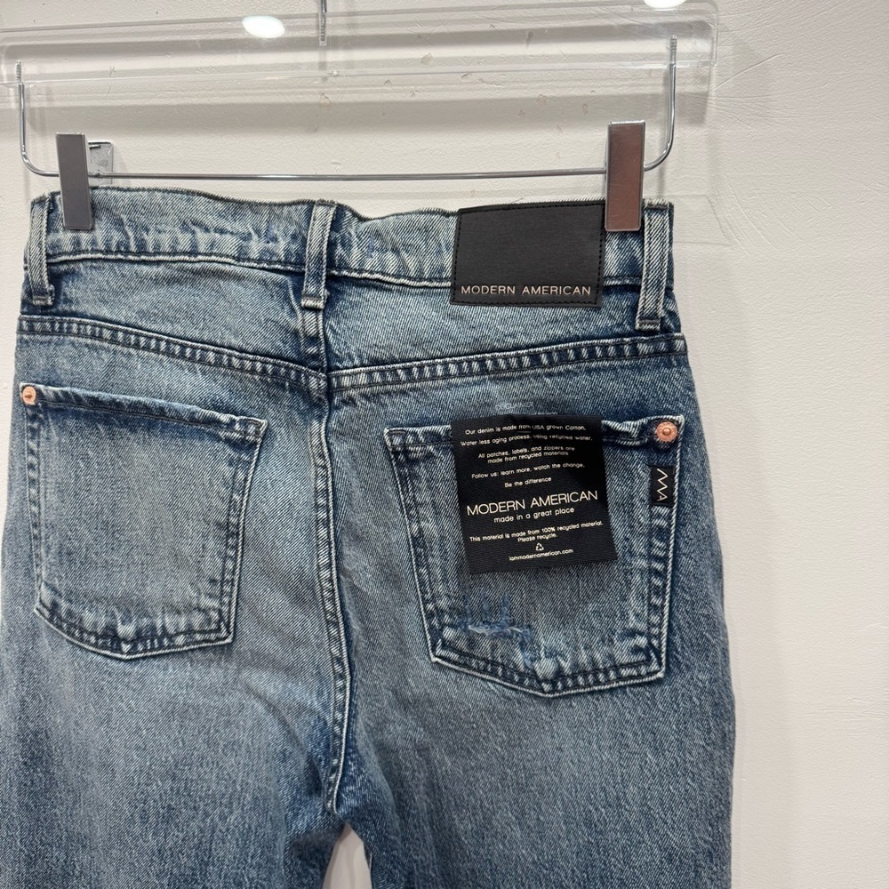 Modern American La Fayette Straight Leg Jeans Distressed in Brooklyn Wash 26 - Picture 7 of 10